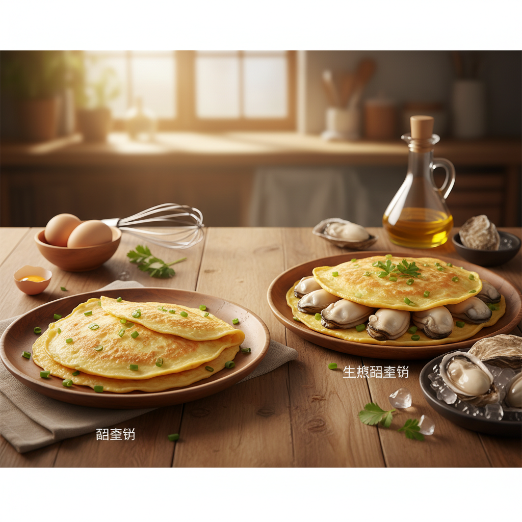 基础款vs进阶版！教你鸡蛋饼的做法和生蚝鸡蛋饼的做法，鲜嫩不碎