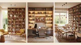 去客厅化火了！3个客厅变书房装修图片方案，比装电视墙强百倍